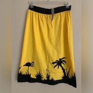 Midi Skirt 90s Y2K Tropical Island Graphic Palm Trees Flamingos DEAD STOCK NWT
